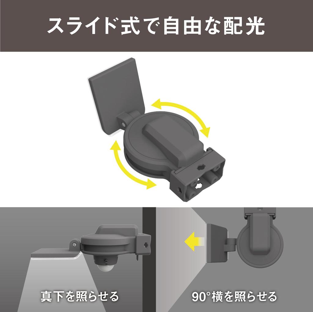 MUSASHI 7.5W X 1 Light Sliding Sensor Light Outlet Type Outdoor Waterproof Motion Sensor High Brightness 800 Lumens LED-AC1007