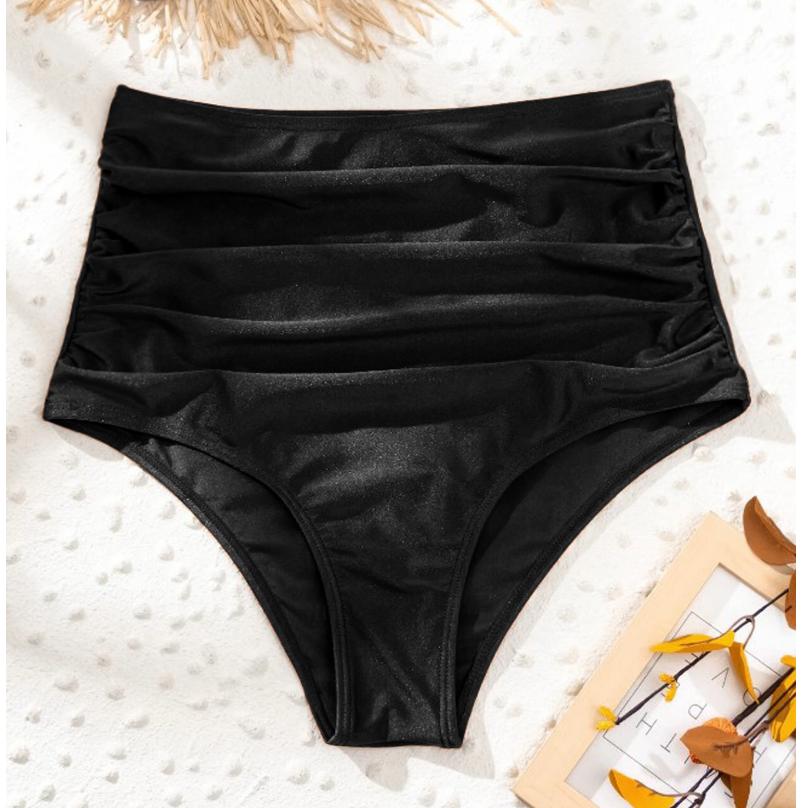 Women's High Waisted Swim Bottom Ruched Bikini Tankini Swimsuit Briefs Plus Size