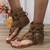 Women Retro Sandals Gladiator Ladies Clip Toe Vintage Boots Casual Tassel Rome Fashion Summer Woman Shoes Female Sandalias