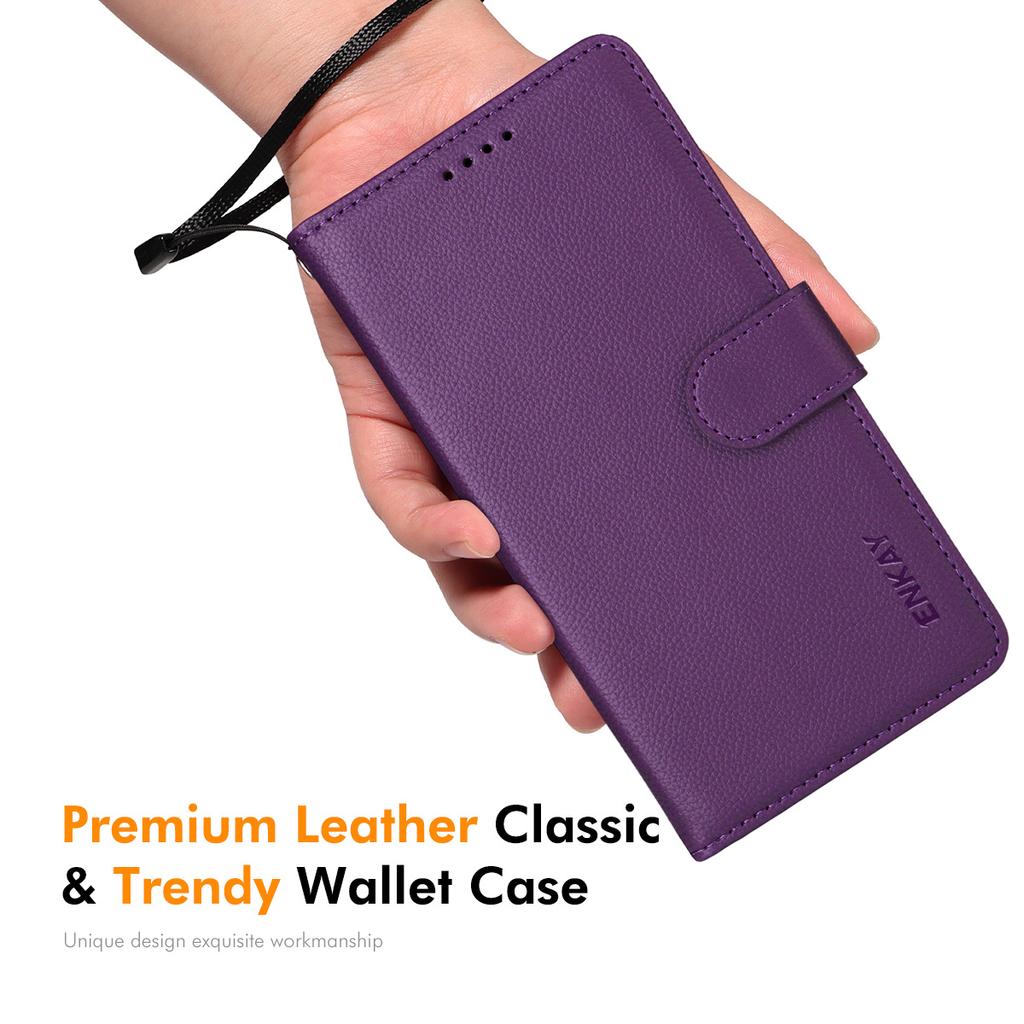 For iPhone 17 Pro Max Wallet Case with Strap RFID Blocking Leather Stand Phone Cover