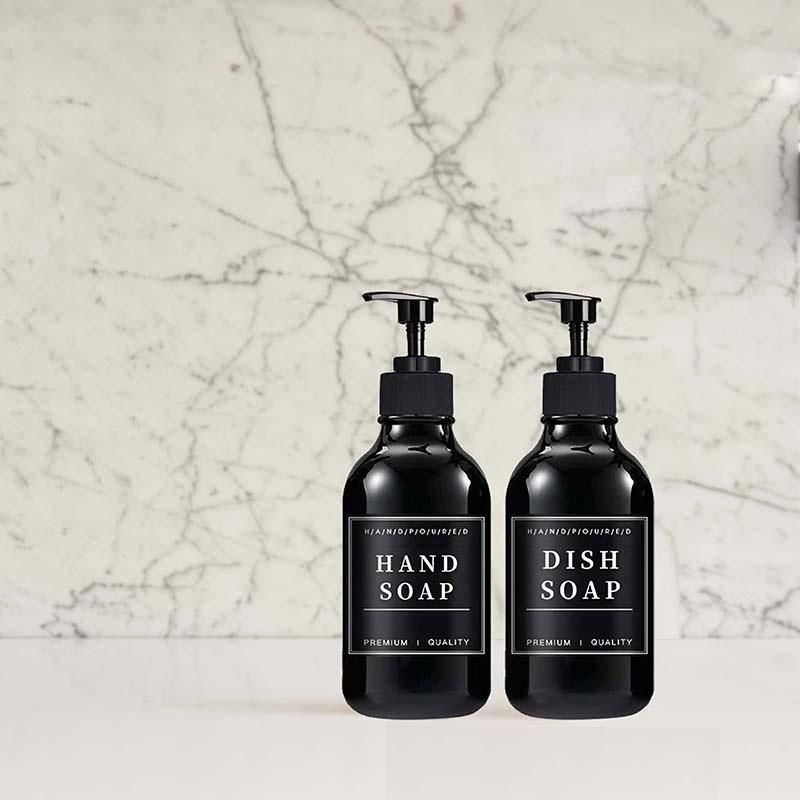 500 мл 2 упаковки дозатора мыла для кухонной раковины с насосом Бутылка для мыла для рук в ванной с водонепроницаемой этикеткой Контейнер для лосьона для ванной комнаты Диспенсер