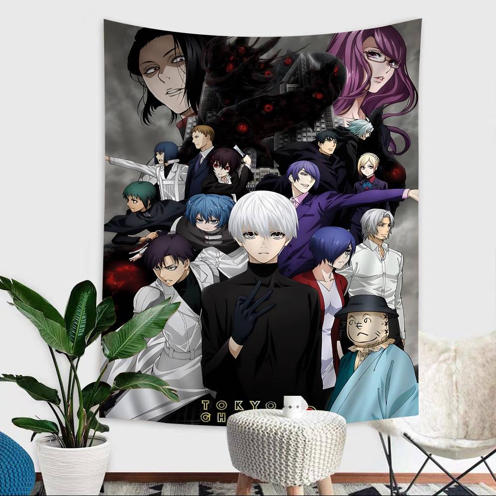 Tokyo TTokyo GGhoul ClassicGhoul Anime Tapestry Hanging Tarot Hippie Wall Rugs Dorm Wall Hanging Sheets