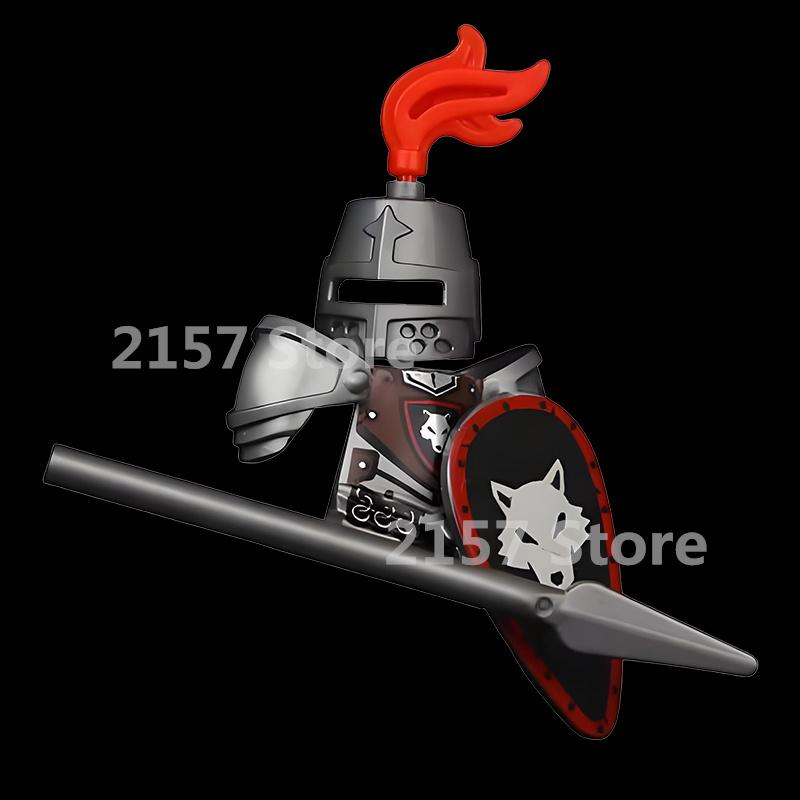 Средневековый Замок Солдат Фигурки Действия Строительные Блоки Дракон Аниме Рыцарь Аксессуар Боевой Конь Ополчение Шлем Щит Игрушка Подарок S015