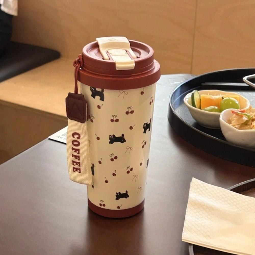 500ml Insulated Cup Leak-Proof Thermos Mug Durable Straw Cup Outdoor