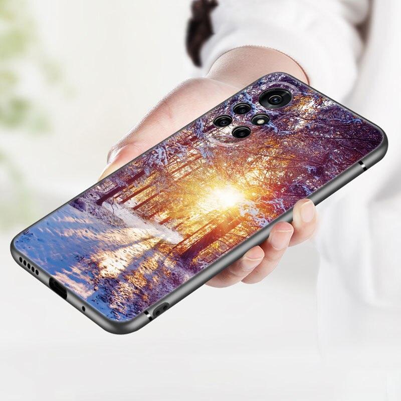 Чехол для телефона с зимним светом и снегом для Huawei Honor 60 50 SE 30S Mate 30 20 10 Lite 40 Nova 9 8 Pro Y60 8i 7i 7SE 5T Premium