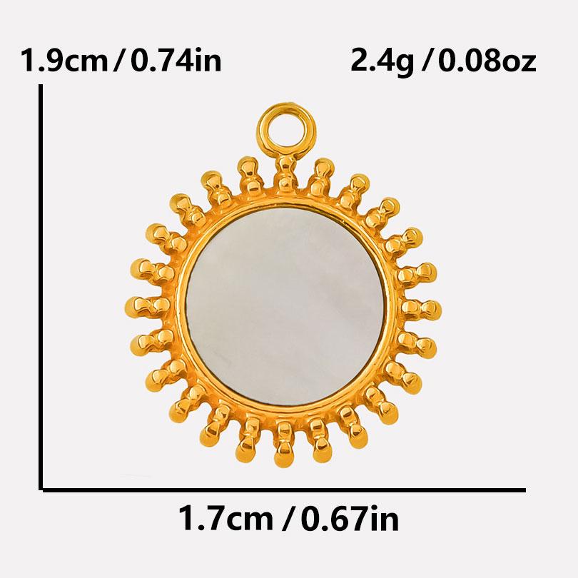 2pcs White Shell Charm Stainless Steel Pendants For Jewelry Making Supplies Mirror Sun Heart DIY Charms In Bulk Real Gold Plated