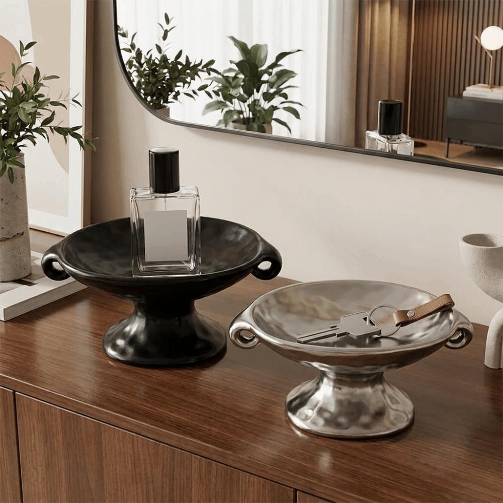 Silver Aromatherapy Jewelry Tray Ceramic Ring Display Stand Luxury Double Ear Soap Dish Entryway