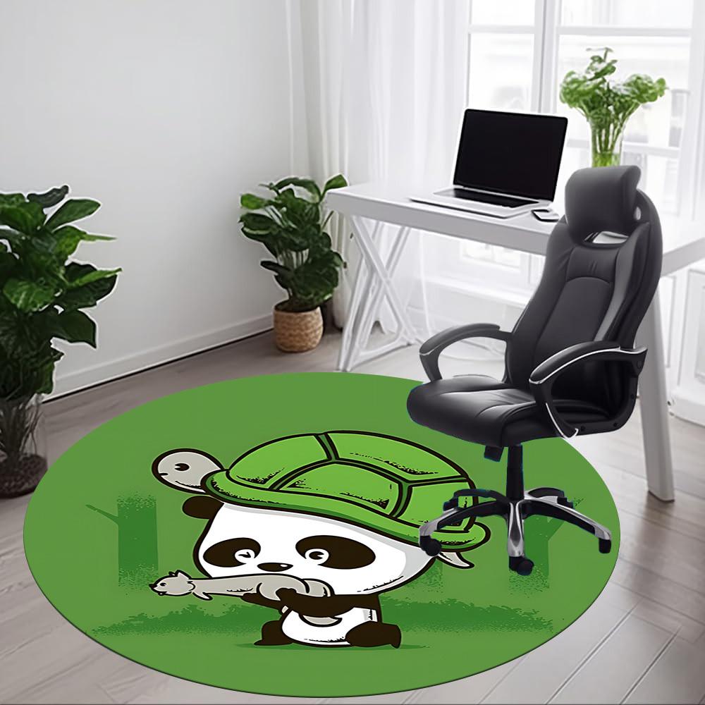 1pc Panda Turtle Pattern Office Round Area Rug, Indoor Mat Suitable For Office, Under Office Chairs Bedroom Living Room Home Decor, Room Deco 036