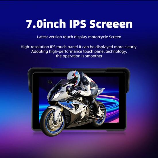 EKIY 7.0" Wireless CarPlay Moto Android Auto Android 13.0 Portable Digital Motorcycle Dashboard GPS Navigation Display Screen