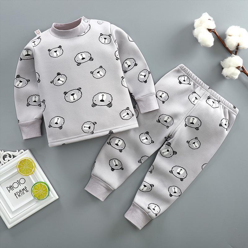 Baby Thermal Underwear Set: Plush, Thickened Two-Piece Pajamas for Boys and Girls