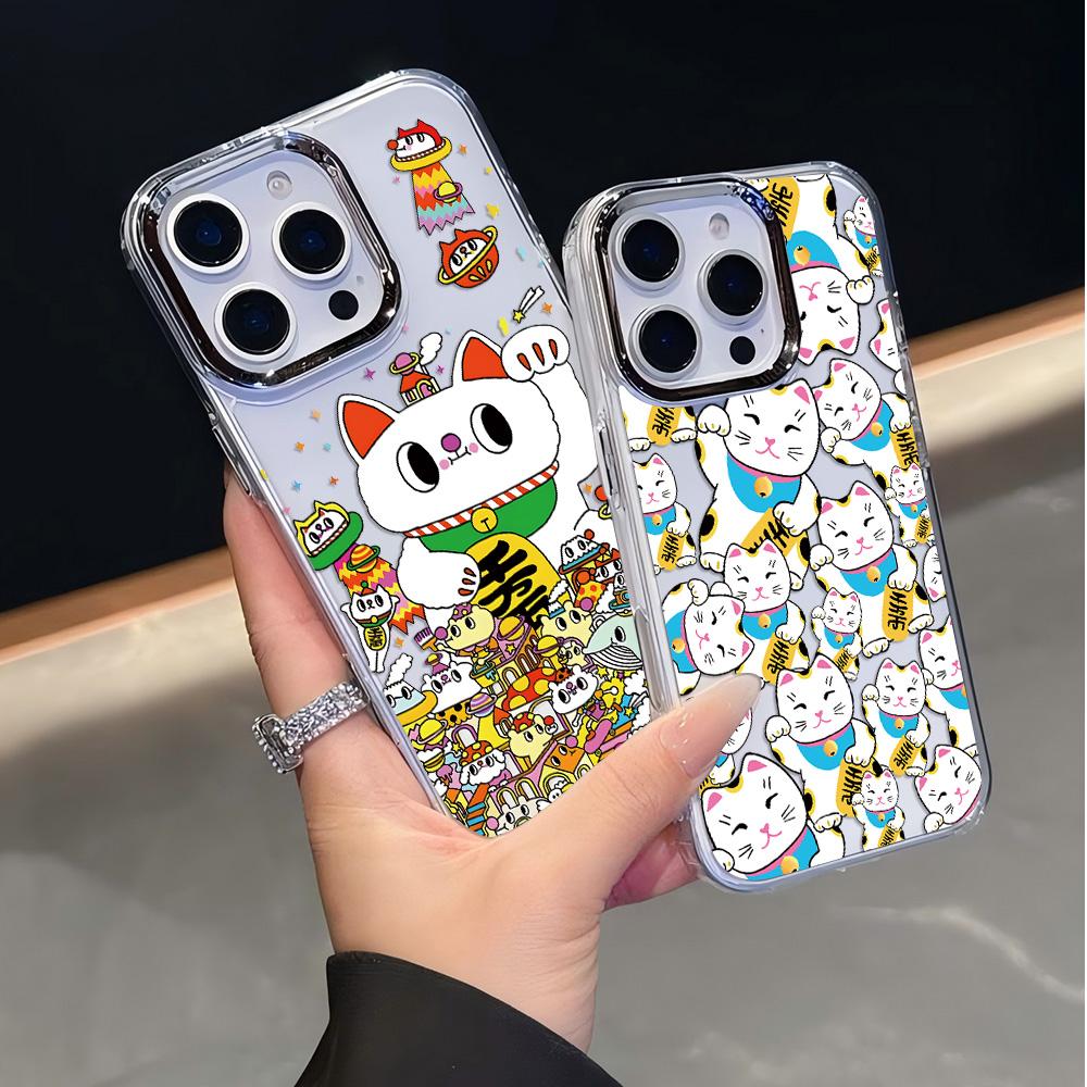 Чехол для телефона Maneki Neko Денежный Счастливый Кот для iPhone 17 16e 16 15 14 13 12 11 mini Pro Max X XR XSMAX 8 7 Air Plus Мягкий Чехол