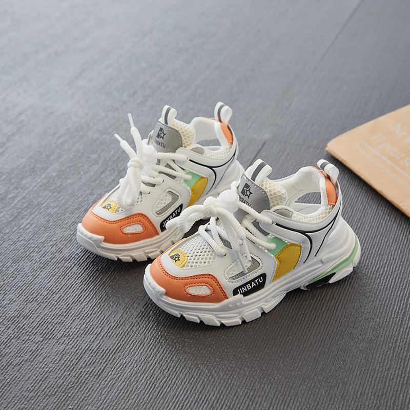 Детские кроссовки для мальчиков 2024 года, весна-лето, новые корейские унисекс, сетчатые, дышащие, детские, для девочек, повседневные, нескользящие, универсальные, спортивные туфли