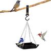 Hanging Bird Feeder Outdoor Hummingbird Feeders Faux Leather Feeding Tray Metal Mesh Attracting Wild Birds Square Platform