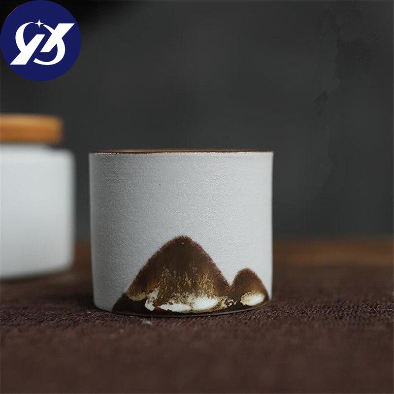 Hand Painted Mountain Ceramic Teacups Coarse Pottery C Nese Kung Fu Tea Set Handmade Teaware