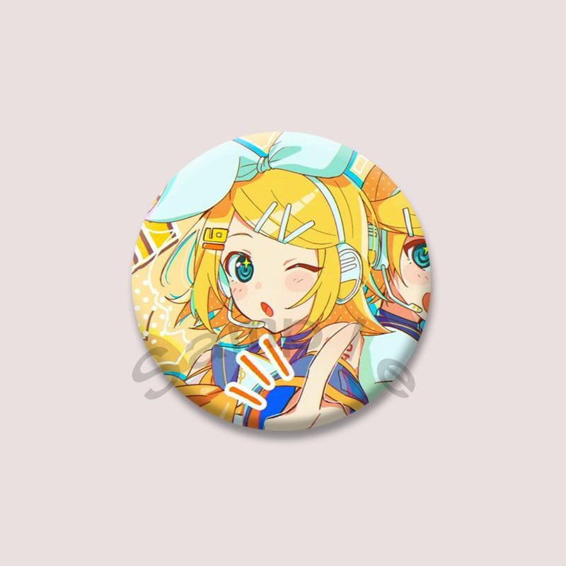 Kawaii Virtual Singer Kagamine Rin Round Brooch for Backpack Cartoon Idol Pins Accessories Lapel Badge for Fans Jewelry Gifts