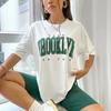Женские футболки с буквенным принтом, летние повседневные топы с круглым вырезом, женские футболки с принтом Harajuku, весенняя белая модная одежда с коротким рукавом