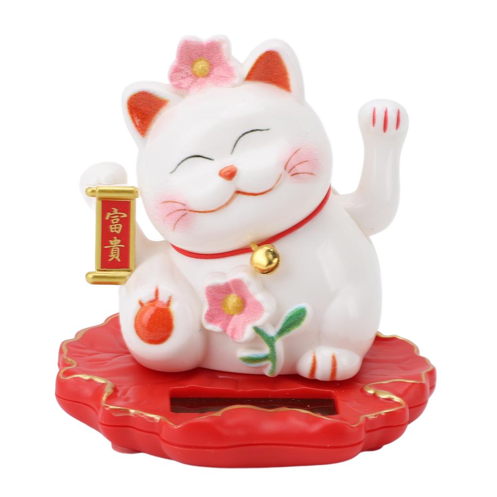 Солнечный кот удачи Яркий милый китайский кот, работающий на солнечной энергии, машущая рукой, кот удачи для домашнего офиса и