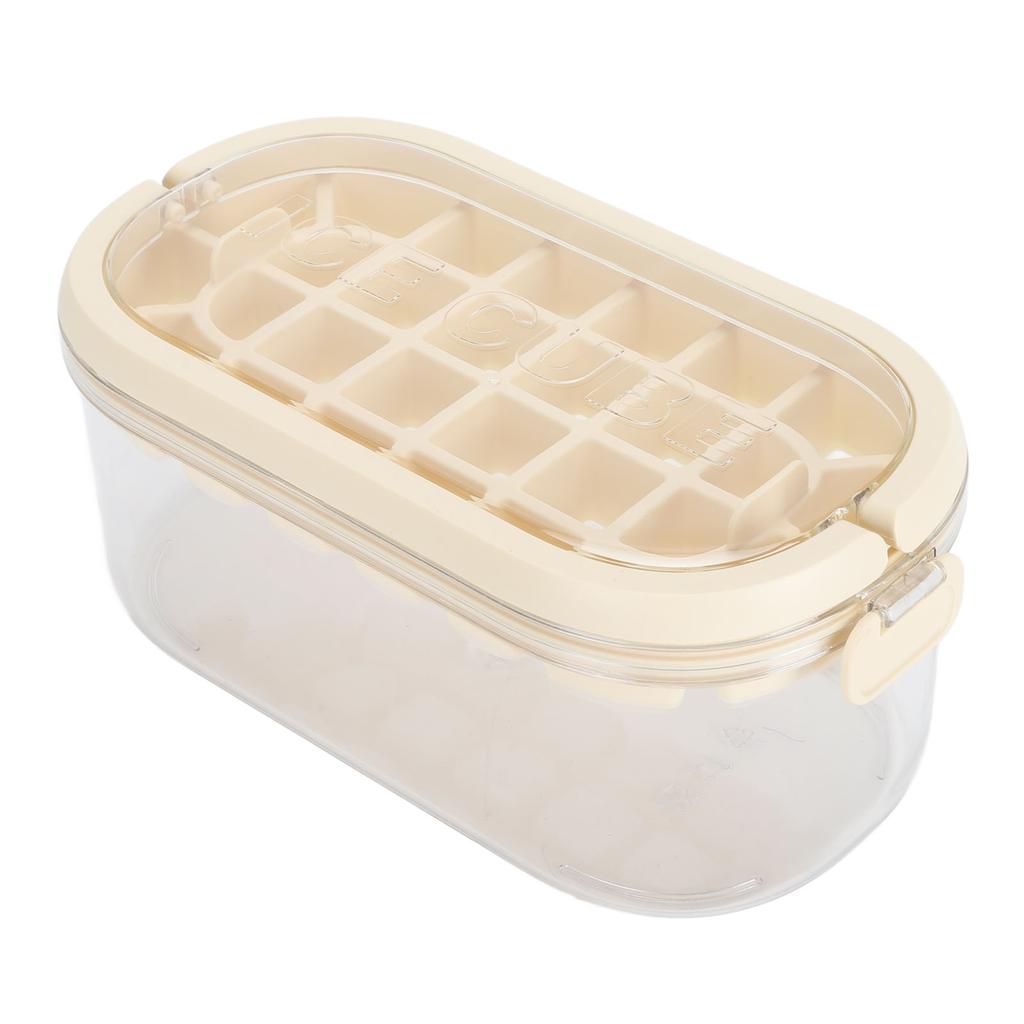 Ice Cubes Tray Double Layer 54 Grids Large Capacity Ice Maker Mould with Lid Bin Scoop for Freezer Beige (Soft Bottom