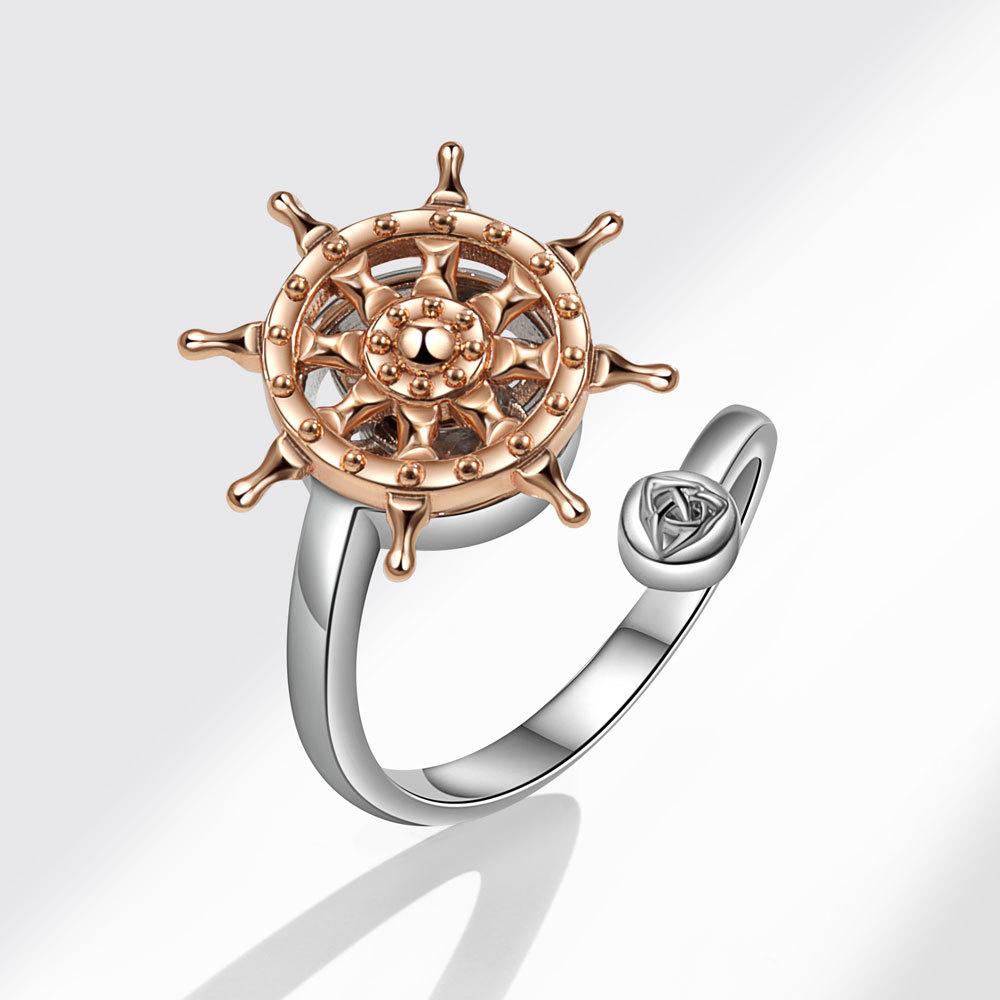 Fashion Creative Stars Rotating Ring Female Openings Can Be Turned Adjustable Star and Moon Index Finger Ring Astrolabe Ring