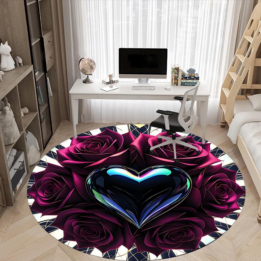1pc Heart Roses Carpet for Office, Non-slip, Soft and Durable Office Rug, Perfect for Office yy260128095