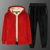 Зимние мужские комплекты, бархатный теплый толстый спортивный костюм, мужская флисовая повседневная куртка с капюшоном + брюки, 2 предмета