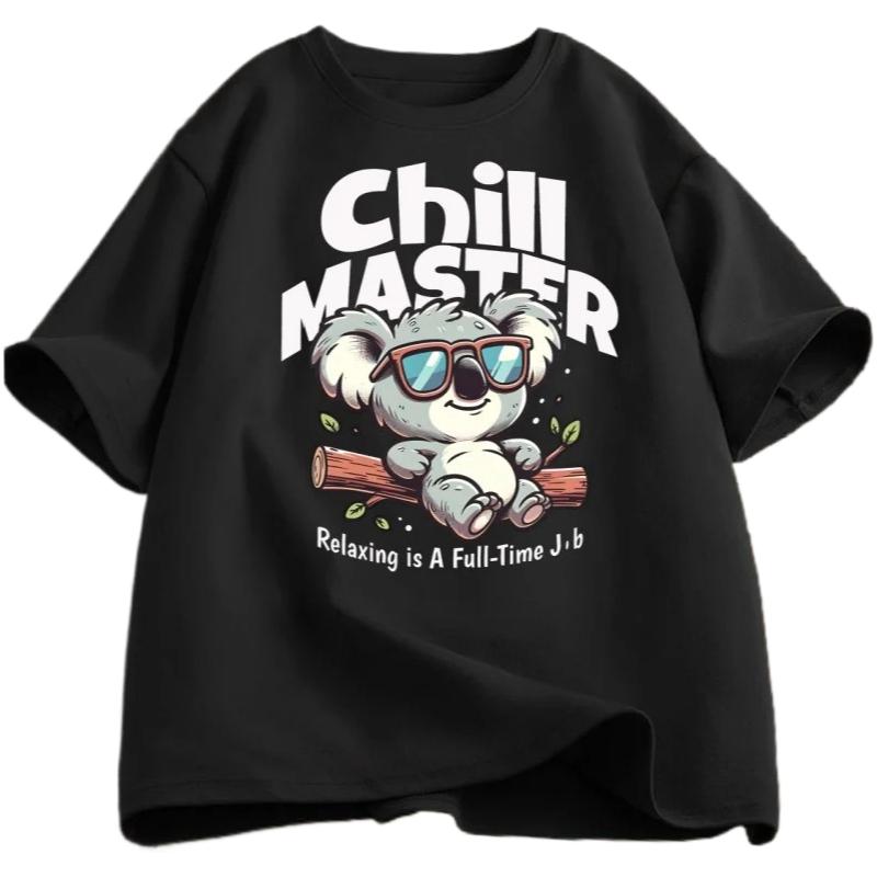 Chill Master Koala T Shirt Funny Koala Graphic Tee Animal Lover Gift Women Summer Casual T-shirt Women Clothing Personality Y2K