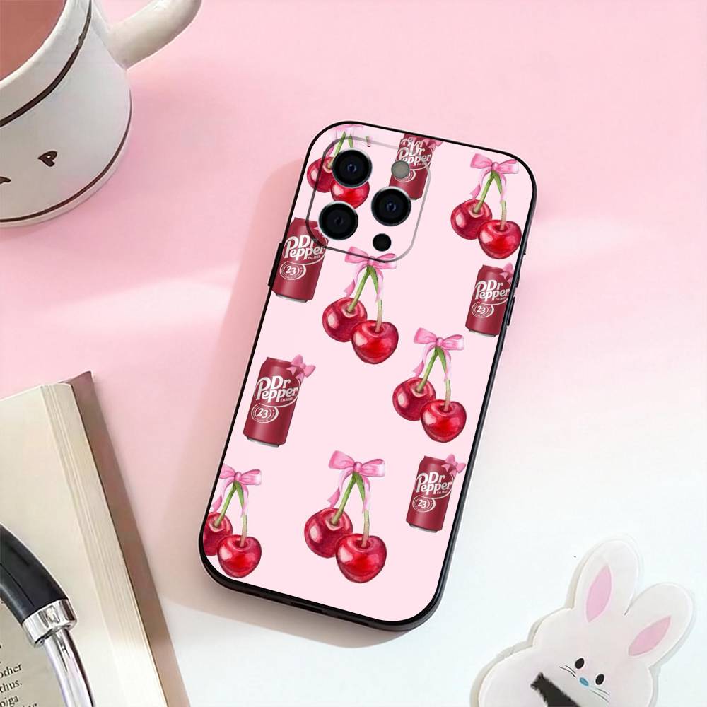 Cherry Drink Dr Pepper suger Phone Case Silicone Soft For IPhone 17,16,15,14,13,12,11,XS,Plus Pro Max