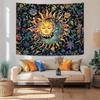 Bohemian Sun Moon Mandala Tapestry Psychedelic Floral Wall Hanging for Living Room Bedroom Decor Wall Hanging Tapestry