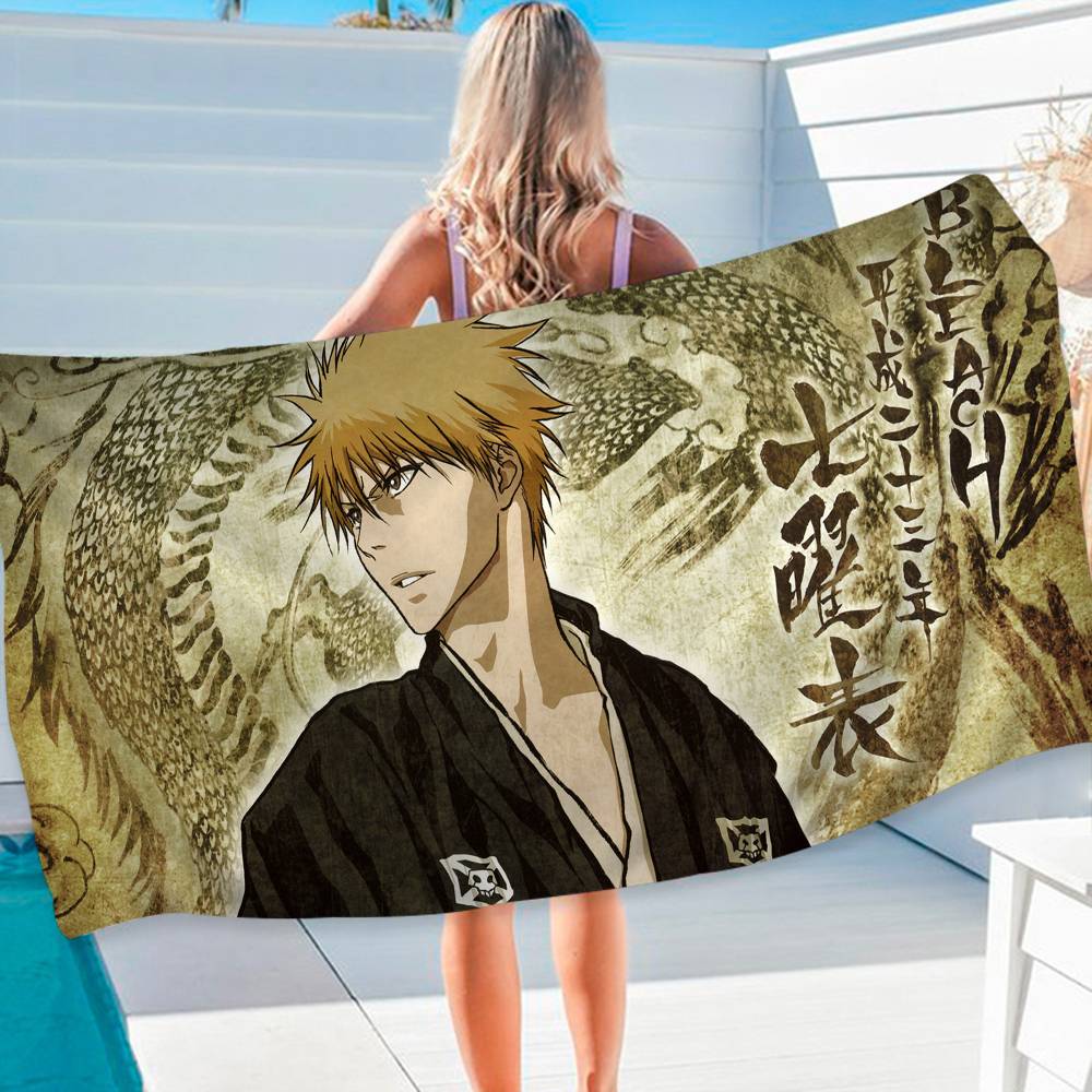 Bleach Аниме Аниме Пляжное Полотенце для плавания Мягкое Впитывающее Мочалка Детские Подарки для Детей Путешествия Кемпинг Спортзал
