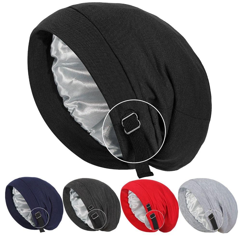 Double Layer Night Sleep Cap Satin Lining Head Wraps Casual Baggy Hat