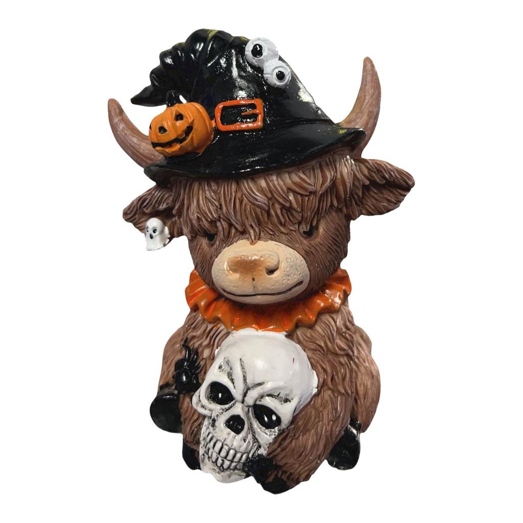 Фигурка коровы Хэллоуин Тыквы Паук Корова, Подарки на Хэллоуин, Украшение для дома, сада, кухни, рабочий многоярусный палетный стол