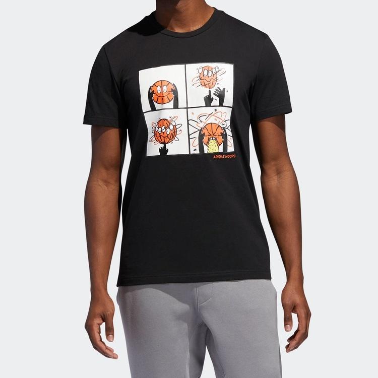 adidas Basketball Cartoon Printing Short Sleeve Black Men's DU6857