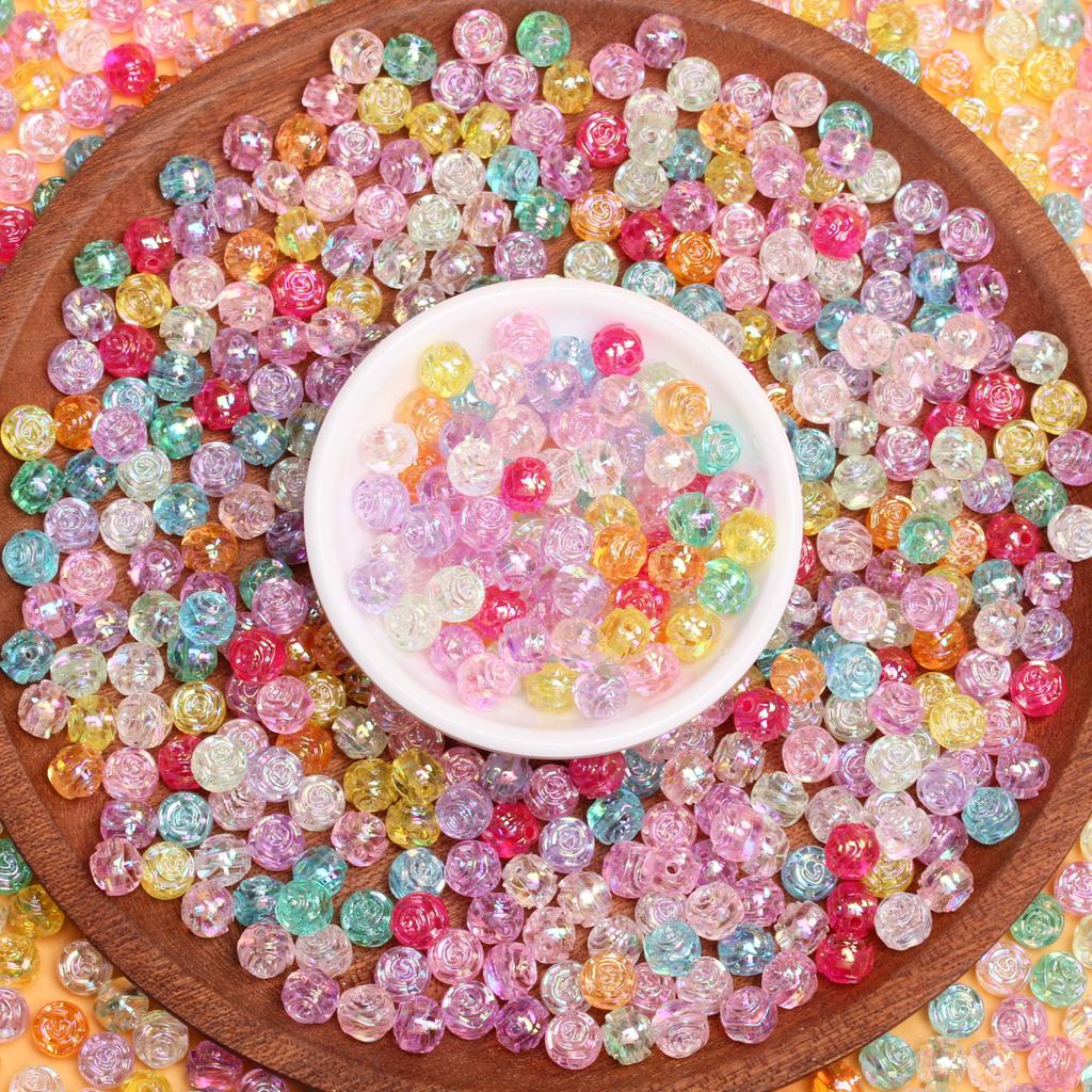 100 шт. 8 мм акриловые двухсторонние маленькие розовые бусины для ожерелья, серег, браслета, самодельный материал для бисероплетения