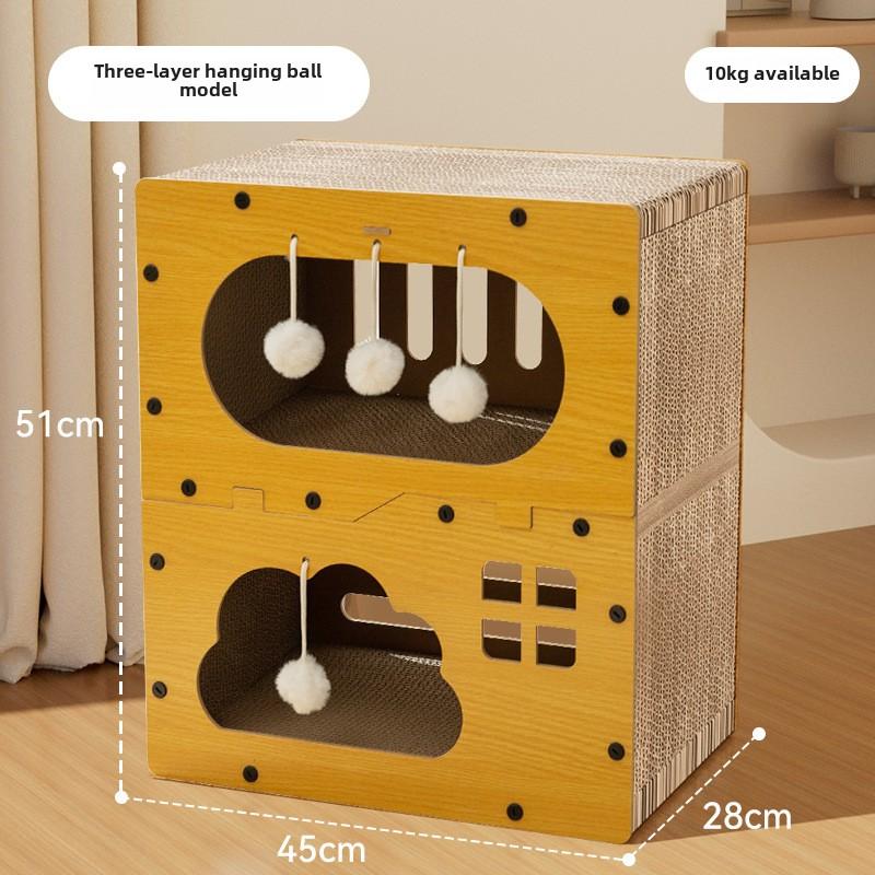Новая интегрированная кошачья игровая и сонная доска Mansion Villa, двухслойная деревянная кошачья когтеточка, многофункциональное кошачье гнездо, устойчивая к царапинам игрушка для домашних животных