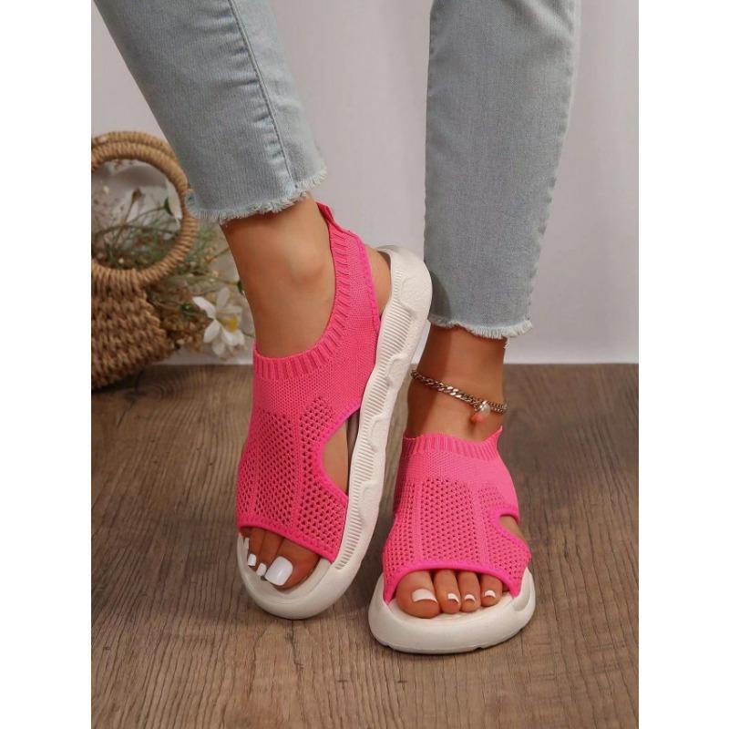 Womens Sandals Mesh Hollow Summer New Sport Fashion Platform 2024 Designer Flat with Casual Basic Solid Flip Flops Ladies Shoes
