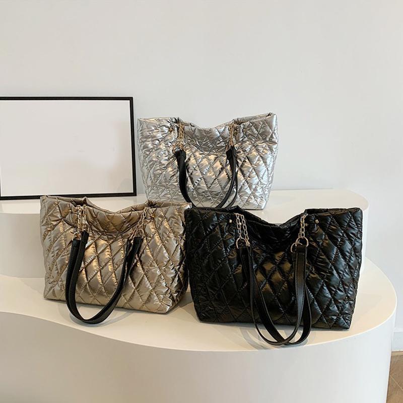 Женская стеганая сумка-тоут с ромбами, большая вместимость, сумка с верхней ручкой, универсальная мягкая сумка-саквояж, повседневная модная женская сумка для покупок KTY