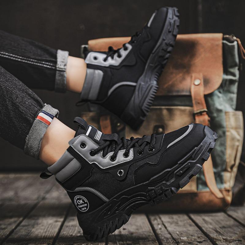 Модная Высококачественная Мужская Пустынная Обувь Защитная и Рабочая Обувь Для Открытого Воздуха Нескользящая Амортизирующая Платформа Обувь для Альпинизма Британские Мужские Ботильоны