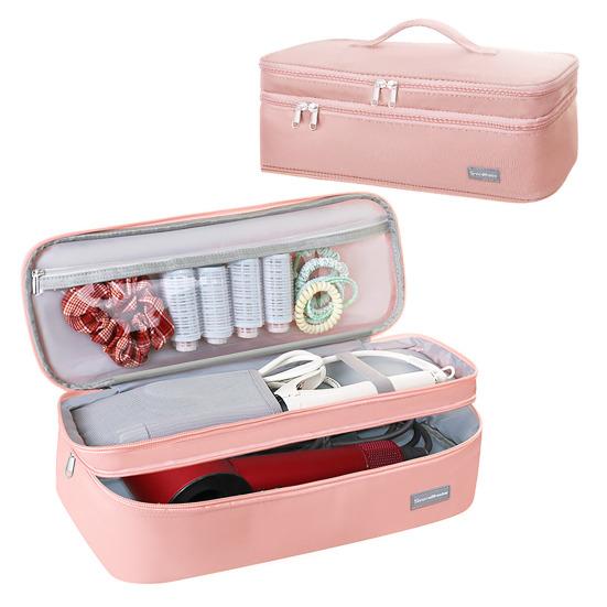 Hair Dryer Storage Bag Double Layers Large Capacity Portable Handle Zipper Solid Color Travel Women Hairdryer Accessories Organizer Carrying Case