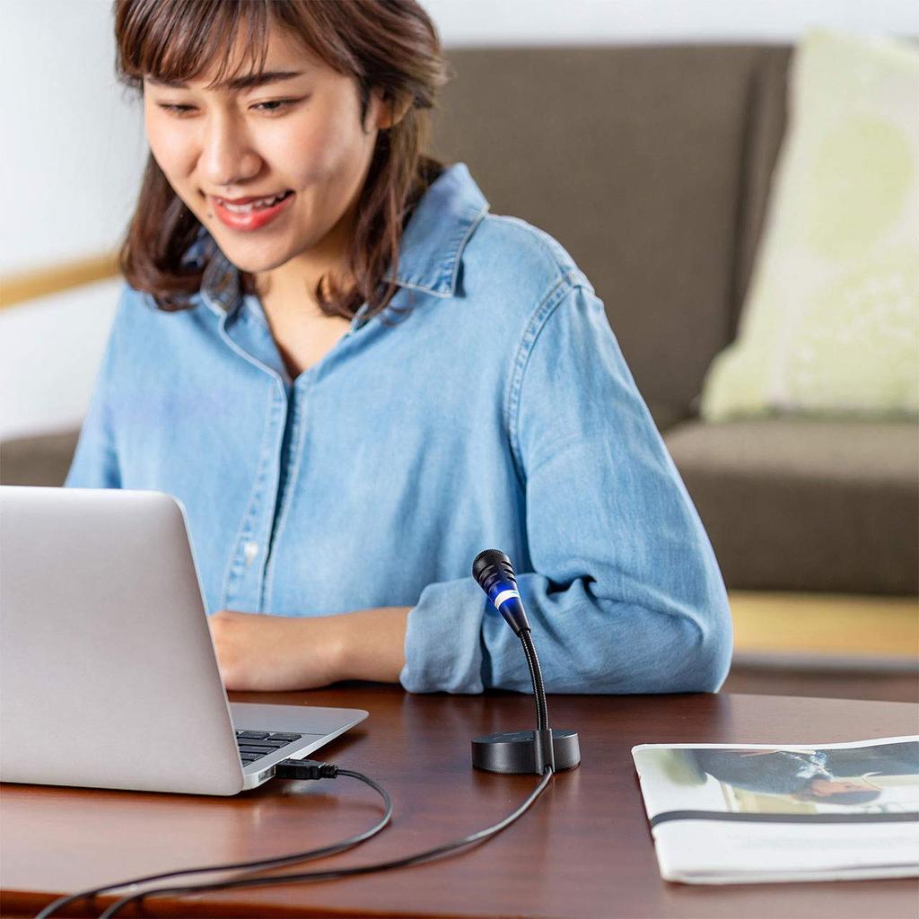 Sanwa Supply USB Microphone Unidirectional Freestanding Stand Type MM-MCU03BK