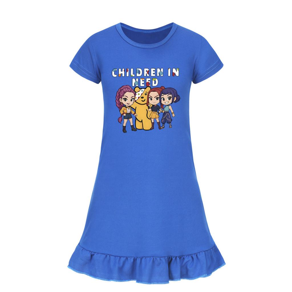 5103 Детское Платье для Девочек Мира Зои Руми с Принтом и Рюшами, с Короткими Рукавами, Повседневное