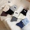 Женские осенние хлопковые носки с тканевыми этикетками и черными краями-ушками, носки Dui Dui, без косточек, с защитой от запаха, влагоотводящие и дышащие длинные носки