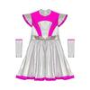 Girls Alien Cosplay Costume - Shimmering PU Patchwork Dress with Cap Sleeve & Arm Sleeve for Halloween Party