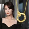 Новое Стильное Ожерелье из Титановой Стали Для Женщин с Элегантным Дизайном Двойного Кольца и Геометрическим Подвесом