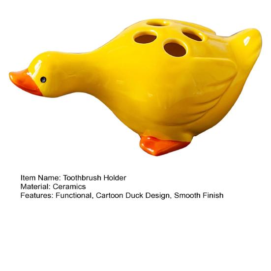 Подставка для зубных щеток в виде утки, керамический милый органайзер для зубных щеток, декоративная мультяшная подставка для зубных щеток в виде утки для декора и хранения ванной комнаты