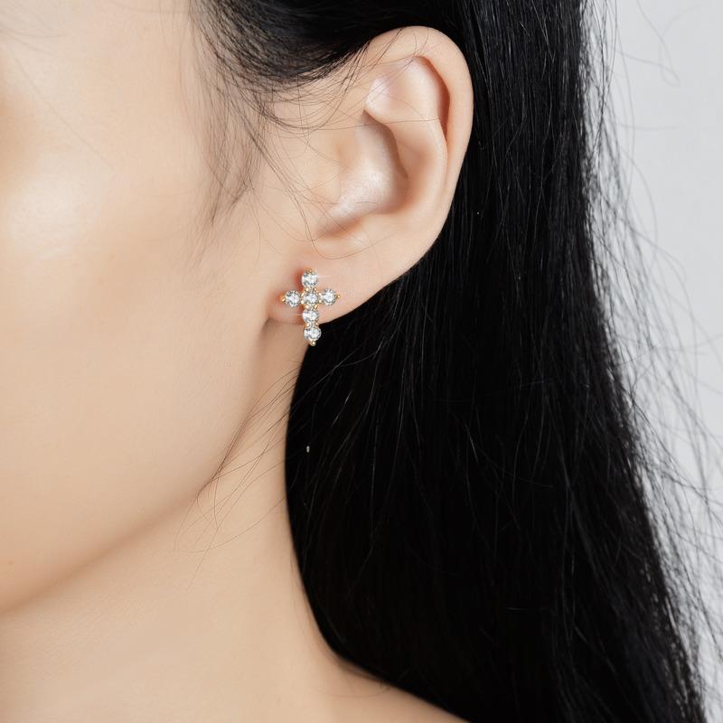 Bague Ringen S925 Серебряные серьги-гвоздики Mosan с бриллиантами Женские изысканные серьги с геометрическим крестом