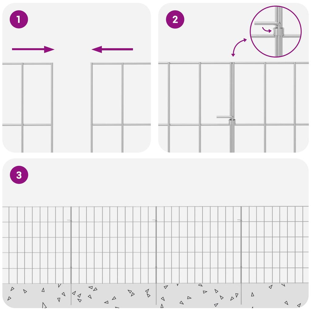 Garden Fence with Posts 12 pcs 55 x 50 cm Mesh Galvanized Steel