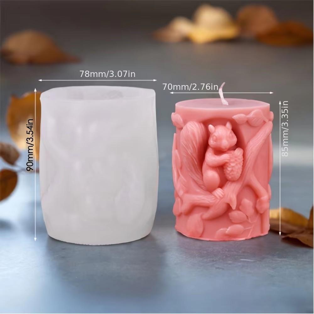 Koala Stump Shape Silicone Candle Molds Pinecone Squirrel Pillar Resin Making Animal Bear Gypsum Moulds Leaf Tree Cylinder Gifts