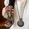 Новое китайское Дзен Длинное Круглое Ожерелье Этнический Стиль Многослойная Цепочка для Свитера Богемные Аксессуары