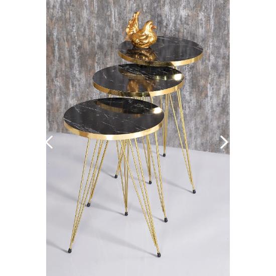 Вложенный стол и центральный столик Kr Set Gold Bendir Tel