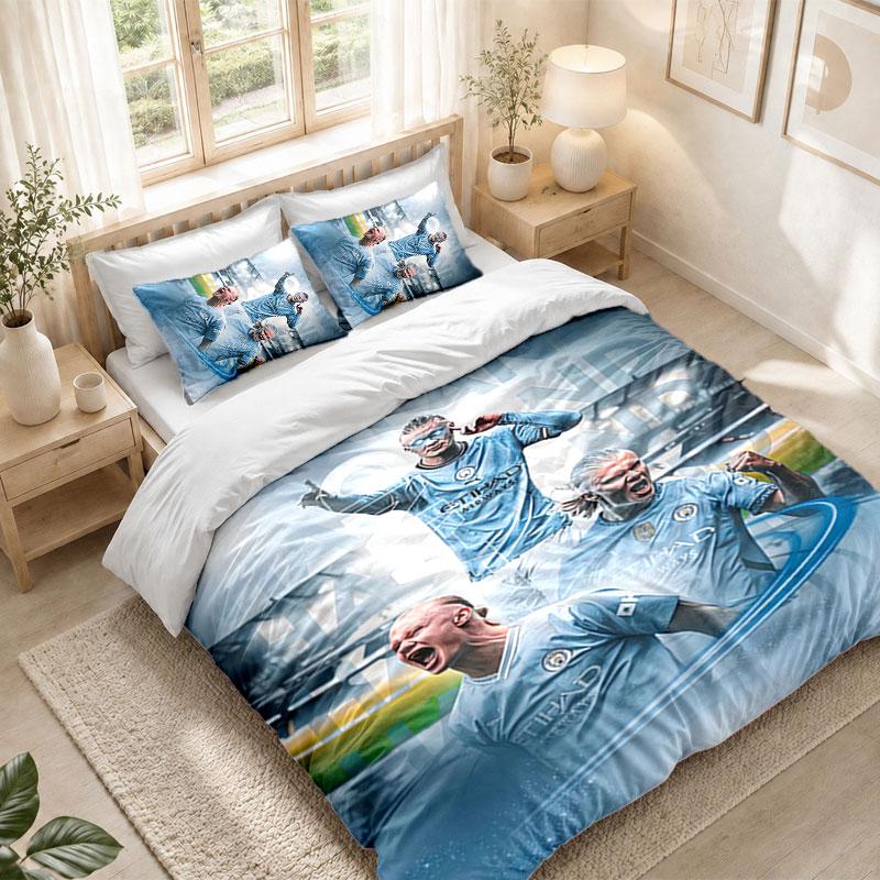 Bedding Set 1 Duvet Cover 2 Pillowcases Erling Haaland Print Bedroom Home Decoration